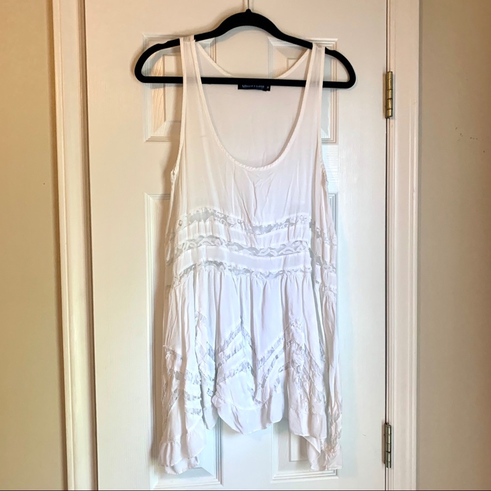 Trapeze slip white and lace